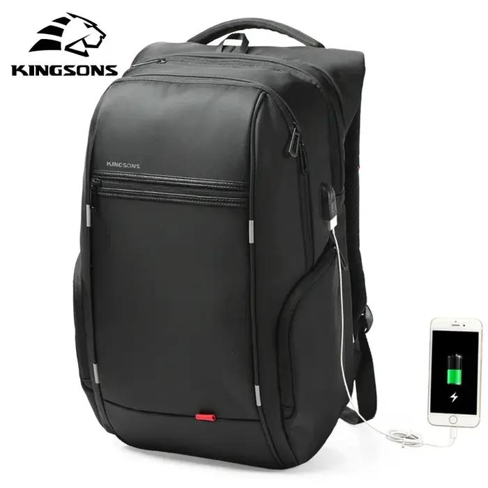 Kingsons-Sac à dos étanche pour homme et femme, avec chargeur USB, pour l'école, antivol, pour ordin