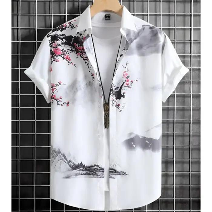 Chemise hawaïenne Simple surdimensionnée pour hommes, mode imprimée en 3d, haut rétro décontracté, v