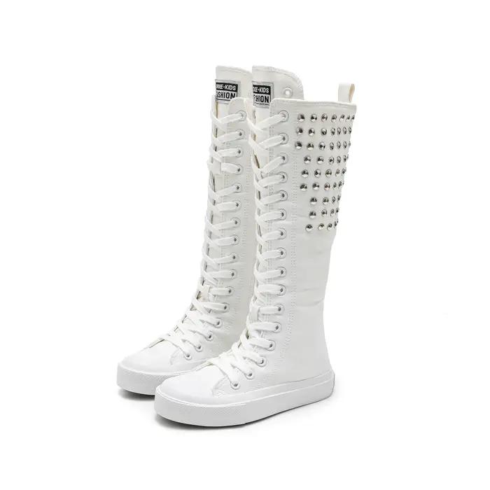 Chaussures en toile pour enfants à semelle souple et respirante, bottes à carreaux pour garçons et f