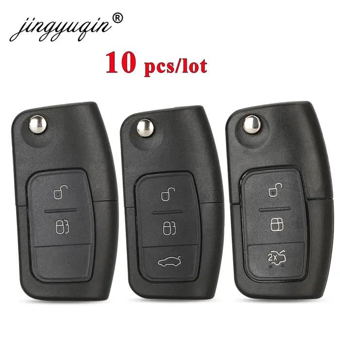 Jingyuqin 10 pièces/lot 3 bouton rabattable voiture clé coque télécommande Fob couverture pour Ford