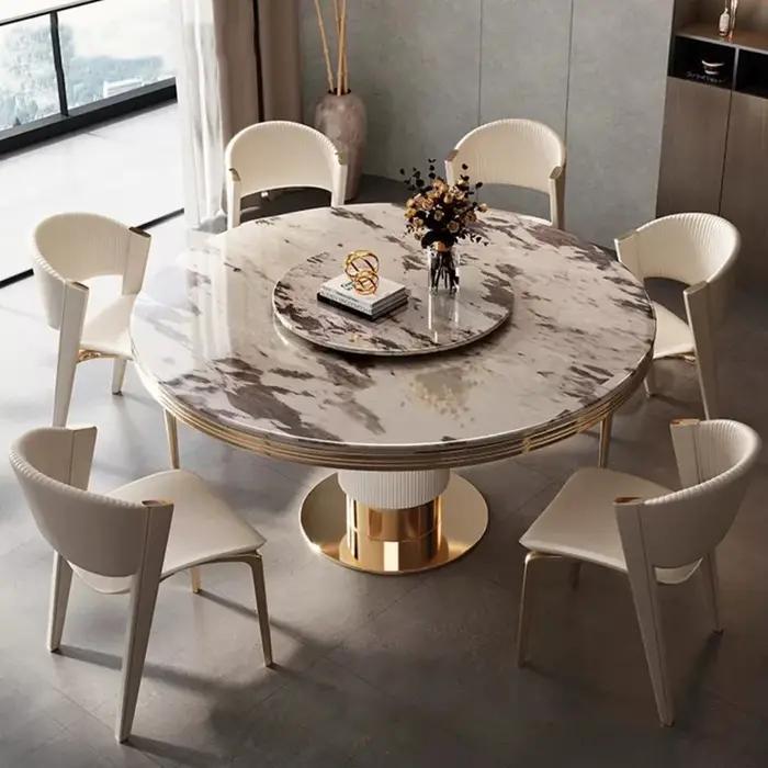 Table à manger ronde et chaise en marbre pour restaurant moderne, combinaison simple, table ronde av