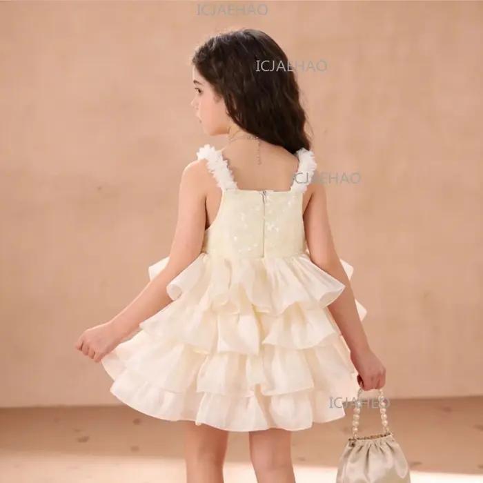 Robe de princesse pour filles 2026, nouvelle collection été, tenue de soirée sans manches pour enfan