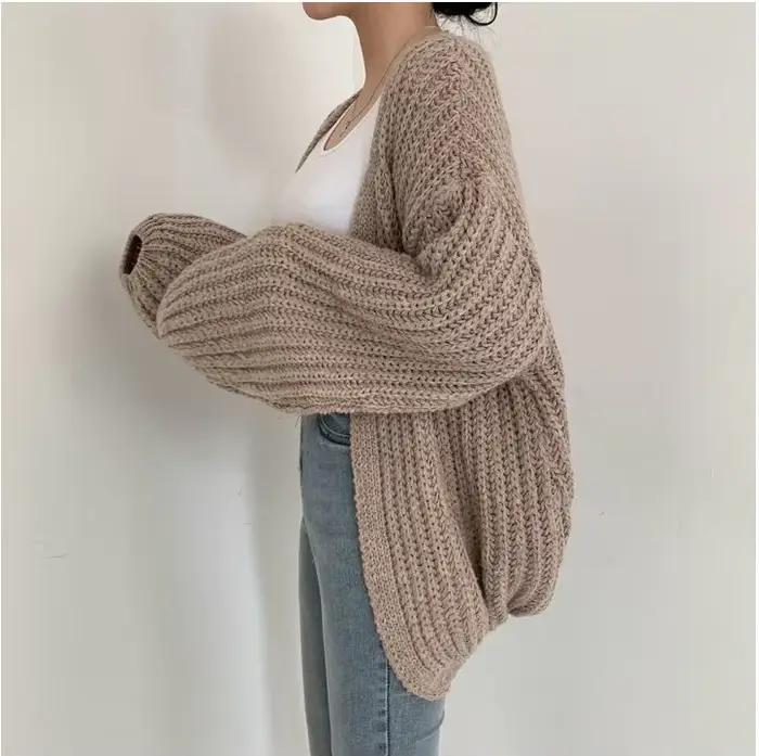 Cardigan Vintage Harajuku à manches lanternes pour femme, pull décontracté, coréen, Streetwear d'aut