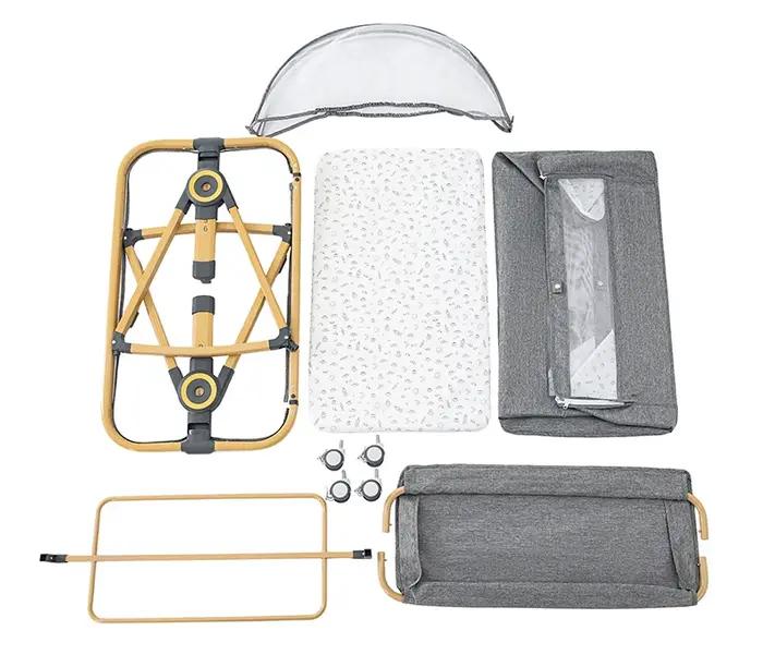 Lit bébé 3 en 1 portable, pliable, hauteur réglable, roues rotatives, berceau vibrant pour nouveau-n
