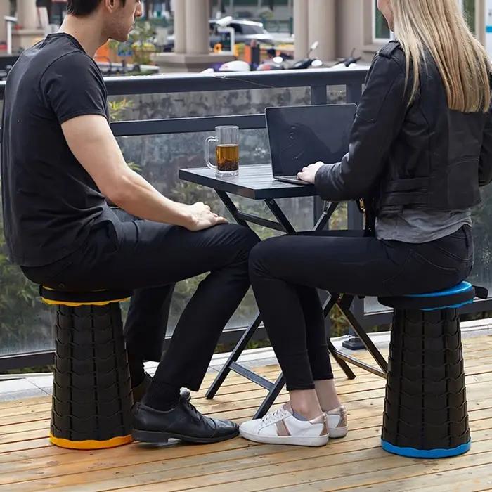 Tabouret télescopique pliant Portable, chaise de file d'attente de métro en plastique léger, chaise
