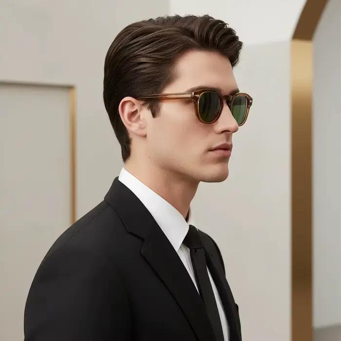 CATERSIDE rétro hommes lunettes de soleil rond Punk acide propionique broche Temple luxe lunettes de