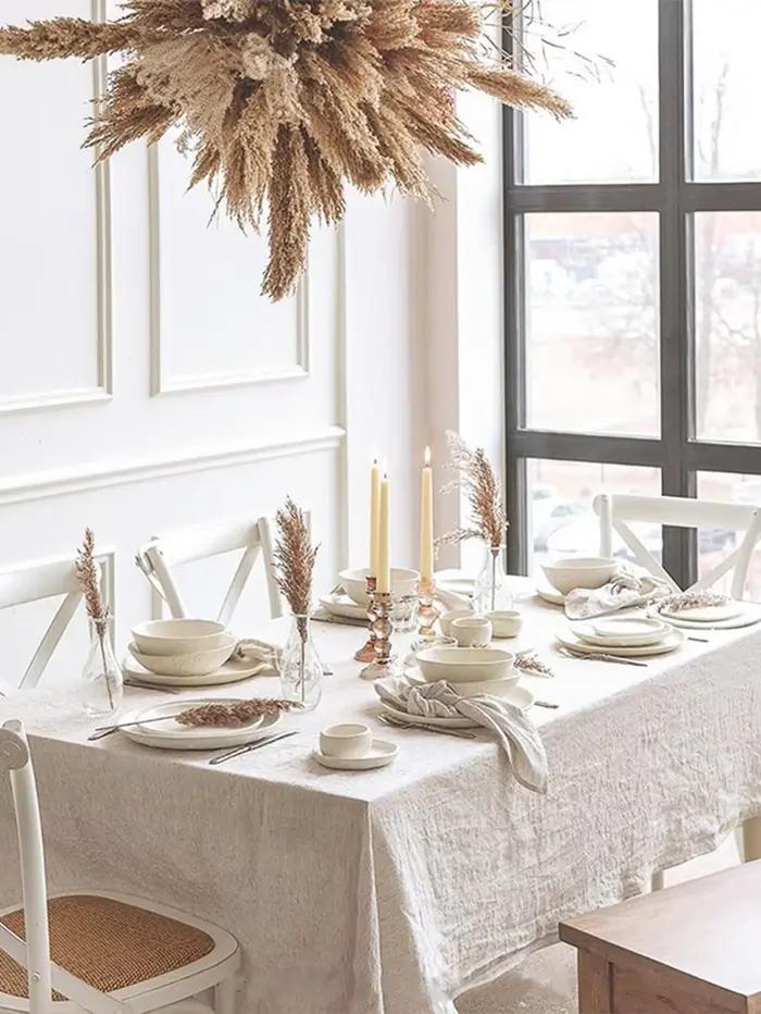 Nappe moderne en lin 100% coton, décoration de maison, nappe de décoration de mariage