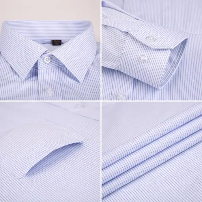 Haute qualité 100% coton hommes robe à manches longues chemise nouveau solide mâle grande taille cou