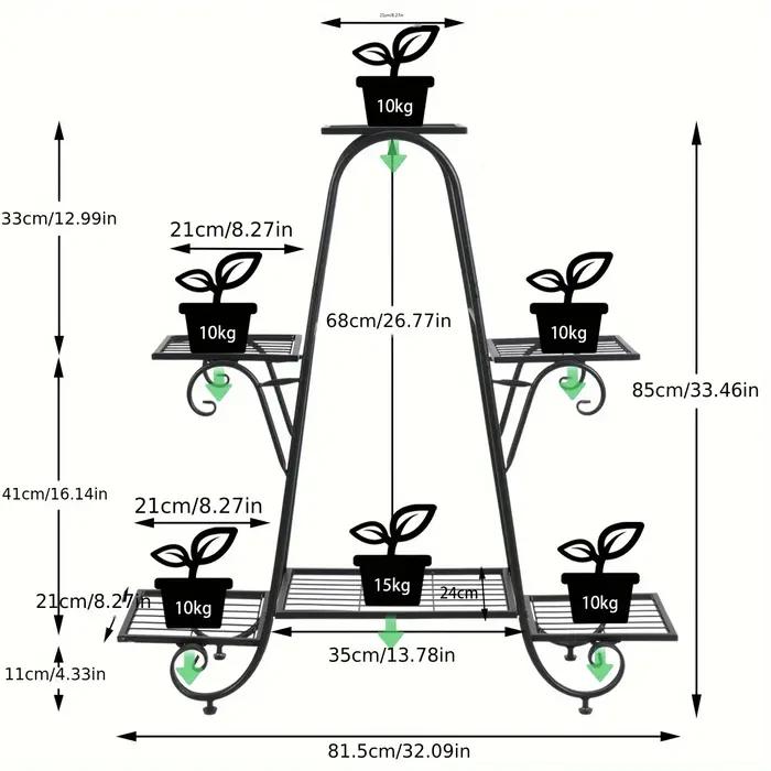 Support pour plantes en métal à 6 niveaux, support pour pots de fleurs, support pour pots de fleurs