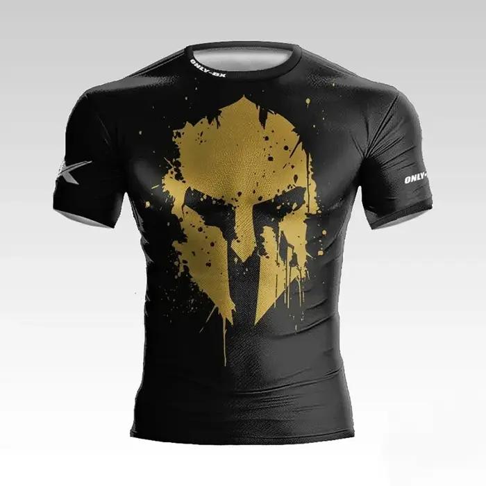 T-shirt pour hommes imprimé en 3D, nouveau style d'été, casque Spartan, pour la boxe et le fitness,