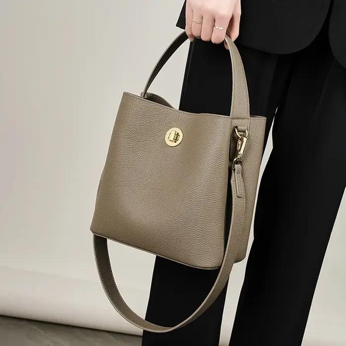 Sac à main en cuir véritable pour femmes, sacoche pour les déplacements, panier à légumes, sac à ban