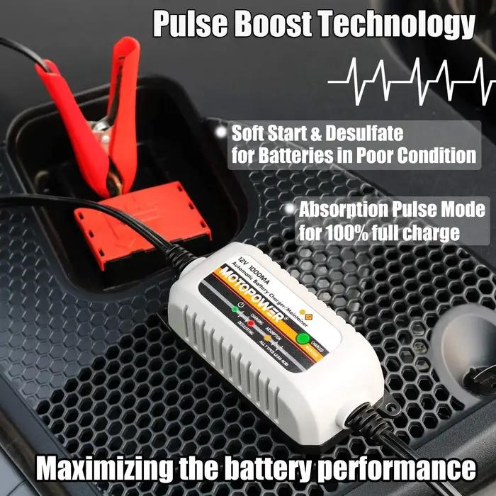 MOTOPOWER MP00205B Chargeur/maintien de batterie entièrement automatique 12 V 1000 mA