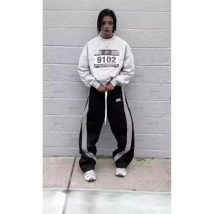 Y2k gris pantalons décontractés Vintage fonctionnel tactique hommes femmes Premium Jogging pantalon