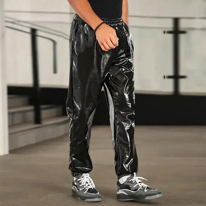 Pantalon lanterne en cuir verni brillant pour hommes, bande élastique adt décontractée, Knickerbocke
