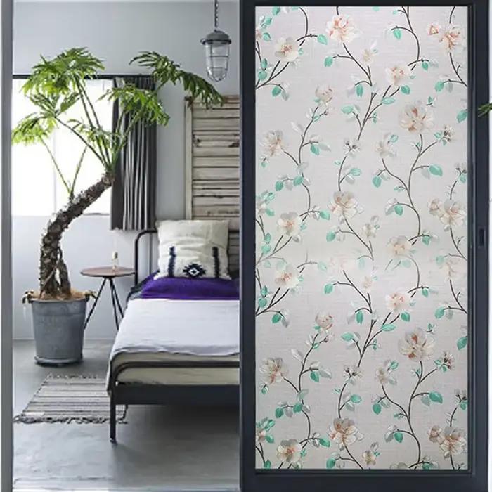 Film de fenêtre à fleurs en vinyle Opaque, 2/3m, Protection de la vie privée, autocollants 3D, Films