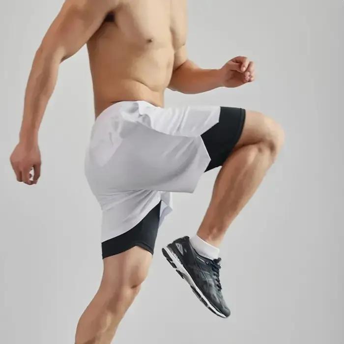 Short de sport deux en un pour homme, respirant, décontracté, séchage rapide, double couche, short d