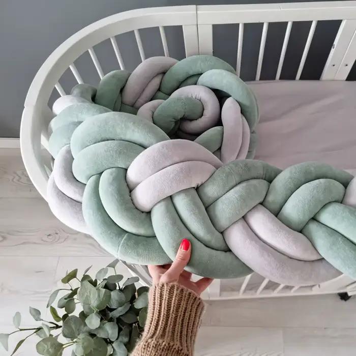 Pare-chocs de lit de bébé en tissu de haute qualité avec tresse de coussin pour nouveau-né et enfants sécurité et élégance chambre bébé déco lit sécurité enfant confortable design moderne