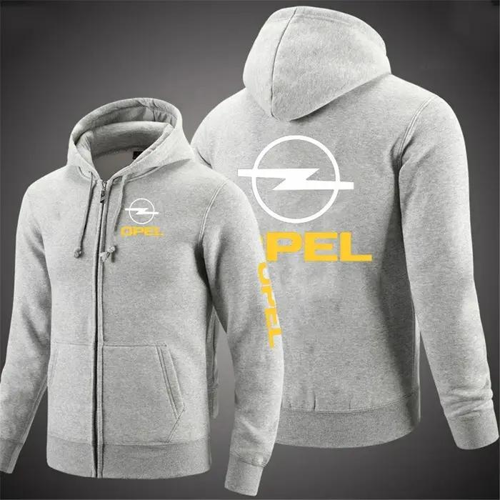 Opel – veste à manches longues de couleur unie pour hommes, avec capuche et fermeture éclair imprimé