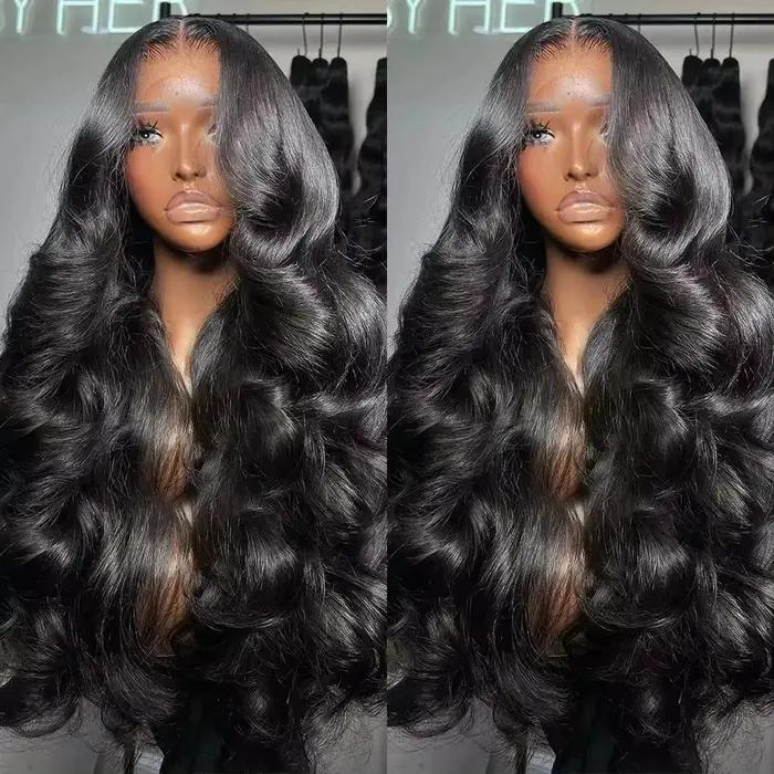 Perruque Lace Front Wig Body Wave naturelle bouclée, cheveux humains, HD, sans colle, 13x6, 13x4, ad