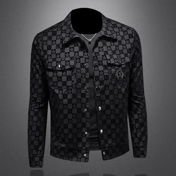 Veste à revers à fleurs foncées pour hommes, grande taille, coupe cintrée, décontractée, tendance, b