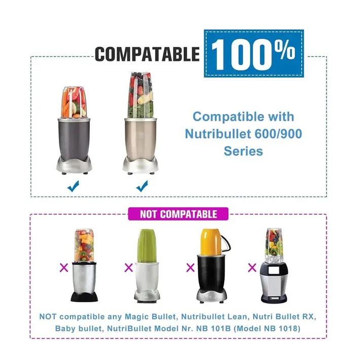 Lot de 2 Pièces de Rechange Gris Compatible avec les Mélangeurs NutriBullet 600W 900W NB-101B NB-201
