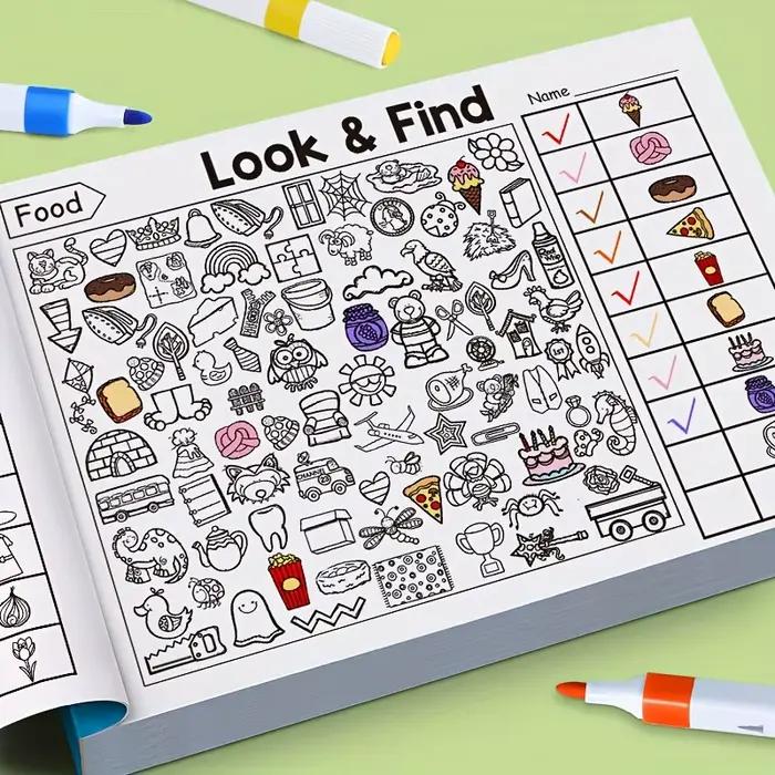 Livre de coloriage d'objets cachés pour enfants, contient plus de 100 activités de recherche et de c