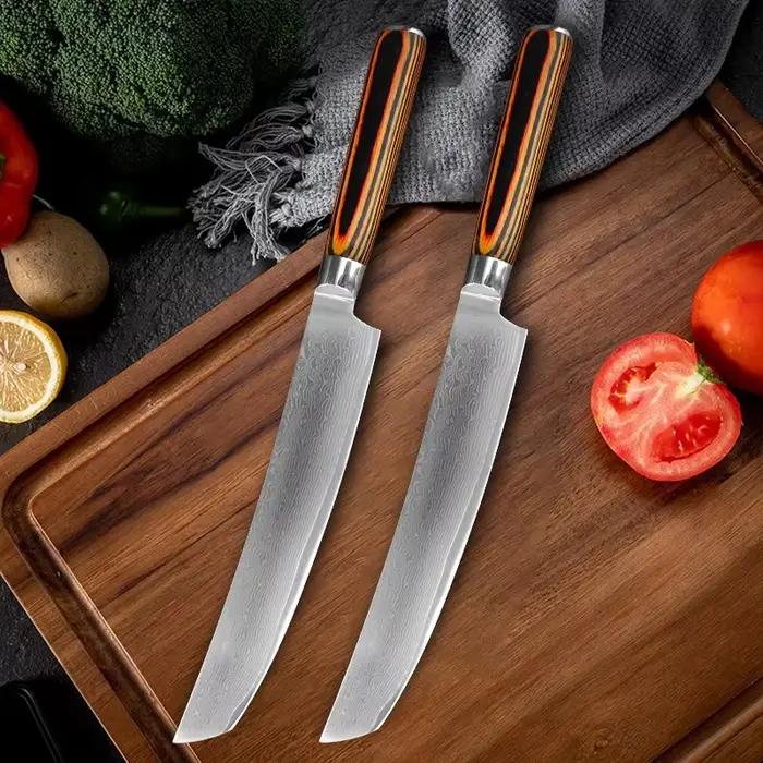 Couteaux de cuisine professionnels, couperet de Chef, manche en bois de viande, couteau japonais en