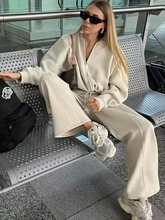 HH – veste bombardier rétro 2 pièces pour femme, couleur unie, fermeture éclair, sweat-shirt + taill