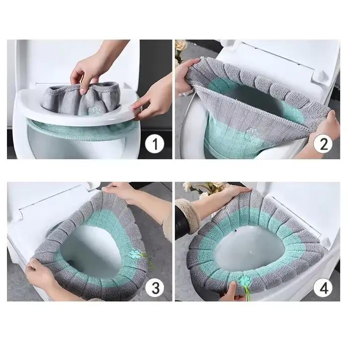 Housse de siège de toilette chaude, confortable, tricotée épaisse en forme de O, universelle, lavabl
