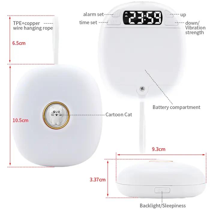 TS-BC670 Réveil Silencieux Vibration Réveil Étudiants Réveil Bain Réveil Artefact Créatif Mignon Ani