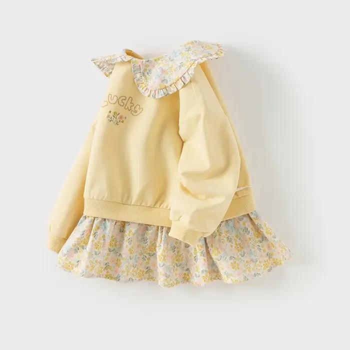Dave Bella automne enfants sweat à capuche filles chemise florale doux mignon bébé fille à manches l