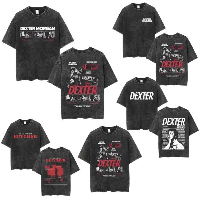 TV Play Dexter Morgan Lavé Vintage T-shirts Hommes Femmes Rétro Surdimensionné Manches Courtes T-shi