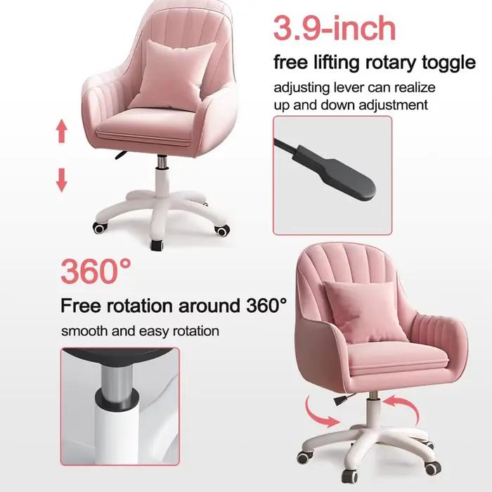 Chaise de bureau en velours avec dossier moyen rembourré moderne tufté et hauteur réglable pour femmes et hommes à utiliser à domicile ou au bureau pour le confort et l'esthétique