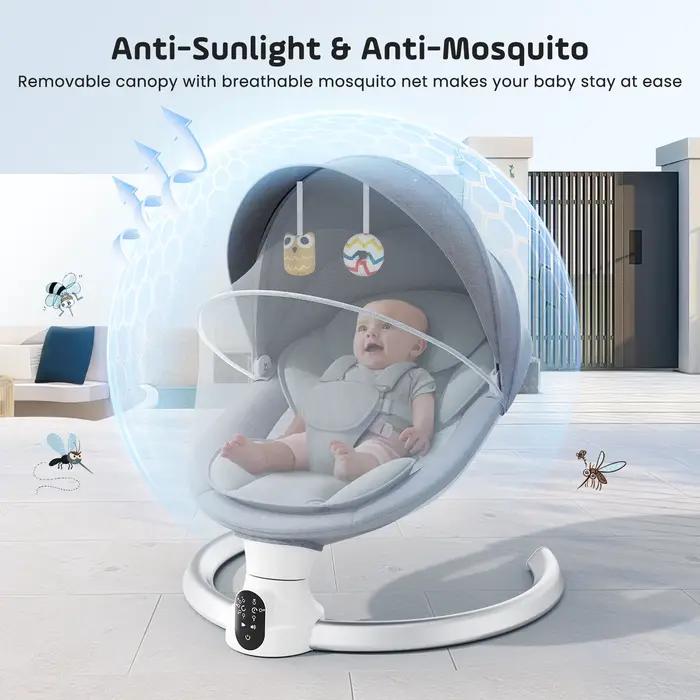 Chaise vide-bébé Bluetooth avec 5 vitesses de vibration et applications musicales pour berceuses et relaxation des enfants occasions spéciales