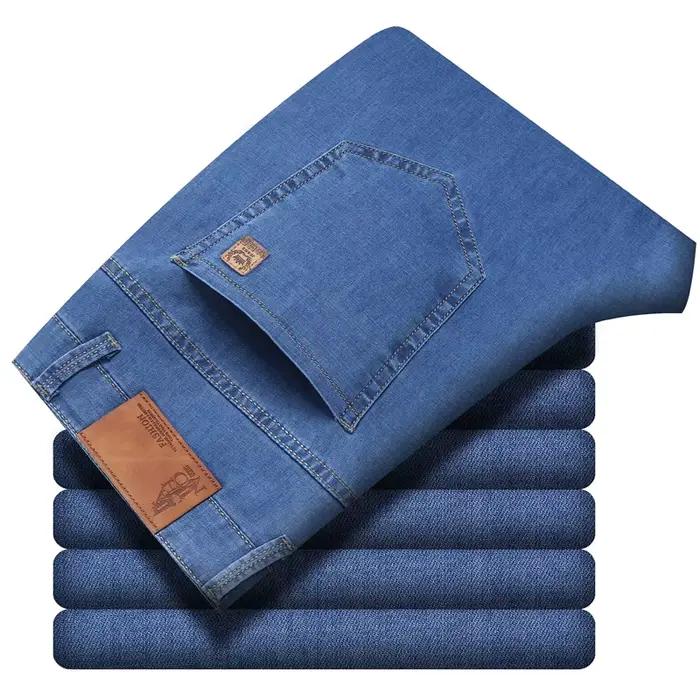 Jean d'été en Lyocell pour homme – Respirant, fin, décontracté, coupe droite, extensible, pour le tr