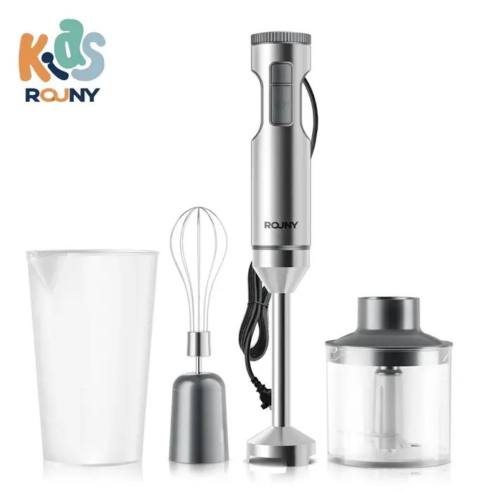 Mélangeur immersion puissant 1200W bébé - Bâton acier inoxydable 4-en-1 avec bécher et fouet