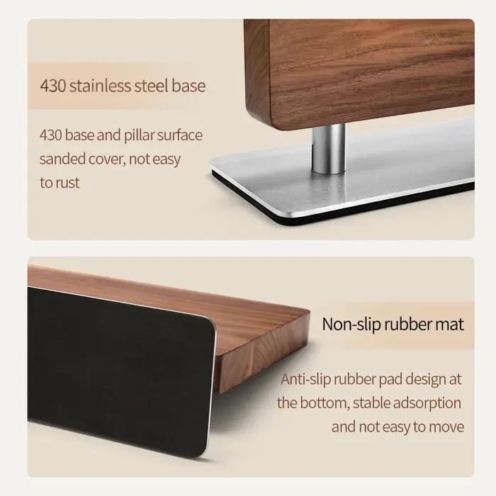 XINZUO-Brochure en bois massif + acier inoxydable 430, fournitures de cuisine, porte-couteau magnéti