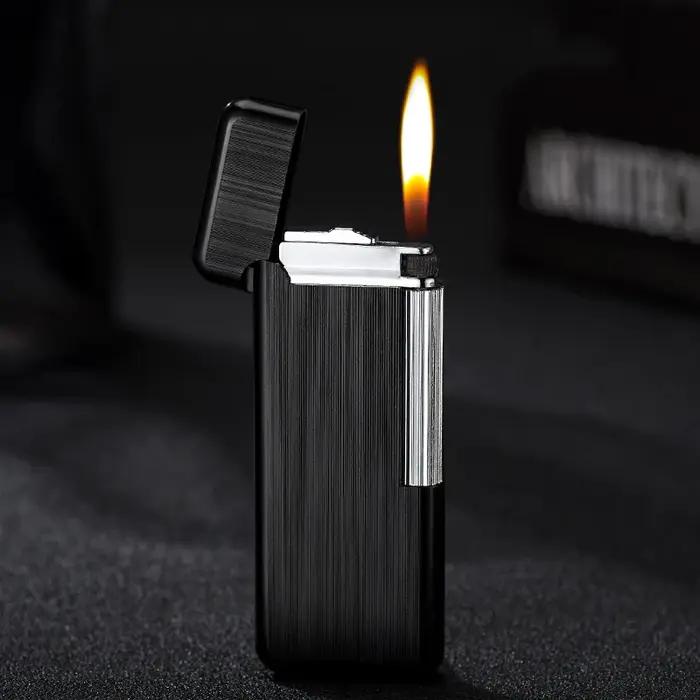 Briquets en métal pour hommes, briquet à gaz, Butane, Turbo, flammes, Cigarettes, accessoires pour f