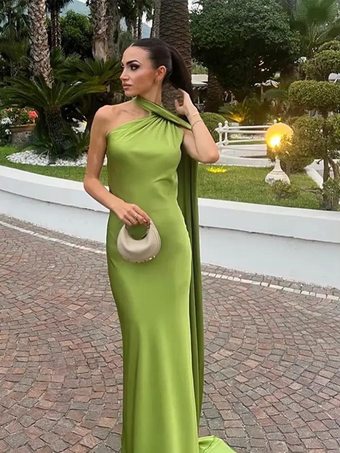 Robe élégante à col licou pour femmes, couleur unie, épaules dénudées, sans manches, dos nu, Slim, M