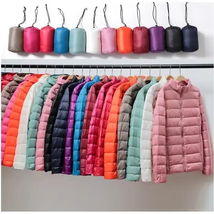 Femmes léger court matelassé canard doudoune plume bouffante Parkas Plus pardessus coupe-vent hiver