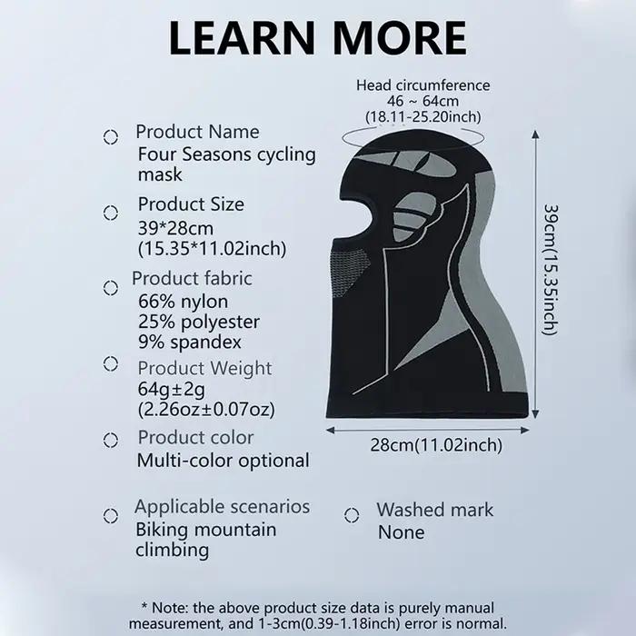 GTUBIKE unisexe hiver chaud cagoule chapeau élastique respirant cyclisme masque complet masque de sk