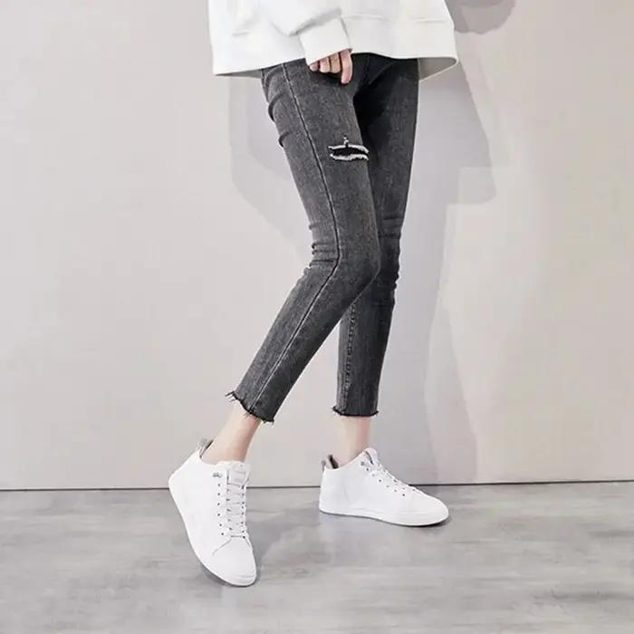 Printemps été chaussures femmes baskets en cuir véritable blanc chaussures peau de vache mode dames