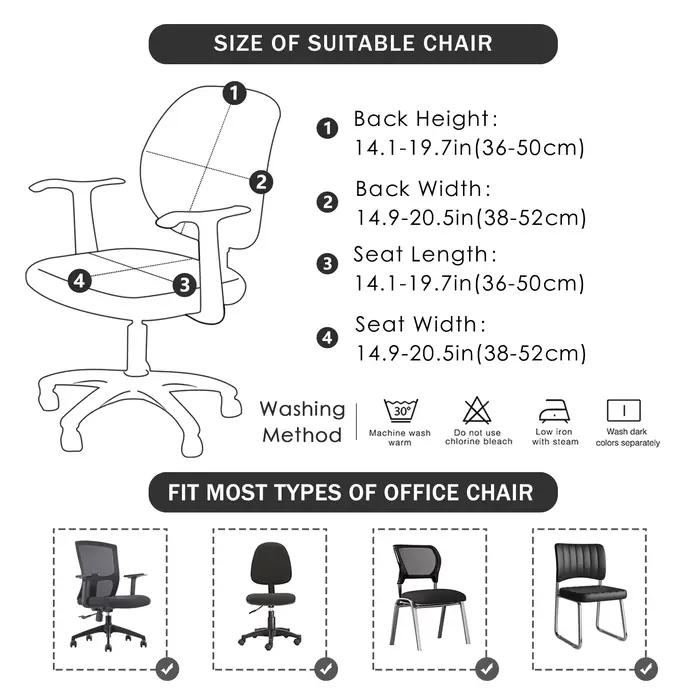 Housses de chaise fendues de bureau imperméables en PU, housse de chaise d'ordinateur solide, protec