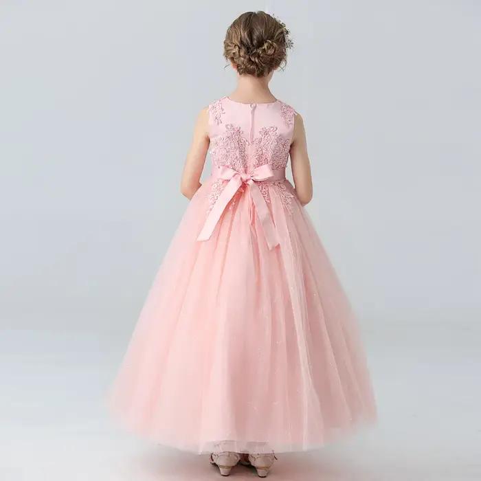 Robe princesse en dentelle pour fille - Tenue formelle soirée et mariage - Robe fleurie enfant BX683