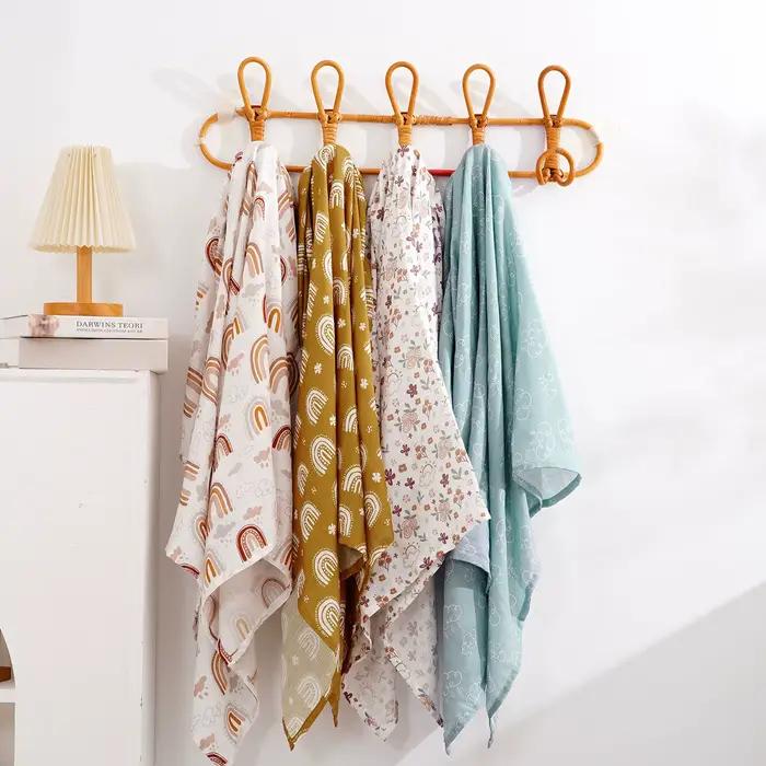 Ensemble de 4 pièces en mousseline de bambou couverture d'emmaillotage serviette de bain douce sac de couchage bébé nouveau-né confort sécurité
