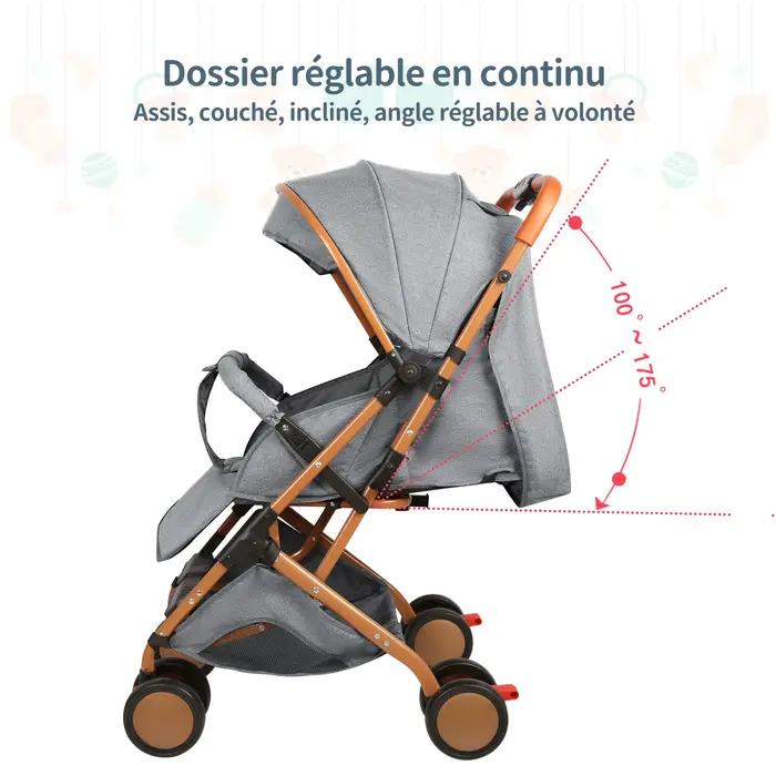 Poussette bébé pliable avec moustiquaire et panier - Pratique pour les sorties jusqu'à 20 kg