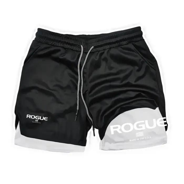 Rogue Gyms Short de sport pour homme Four Seasons Sportswear Short moulant double couche 2 en 1 Shor