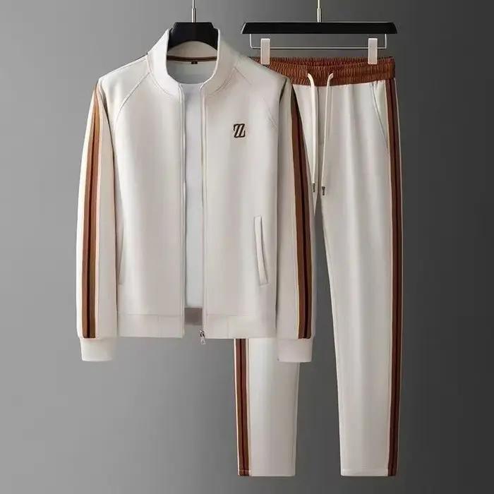 Ensemble de survêtement homme 2026 – Veste et pantalon tendance brodés – Tenue de sport deux pièces