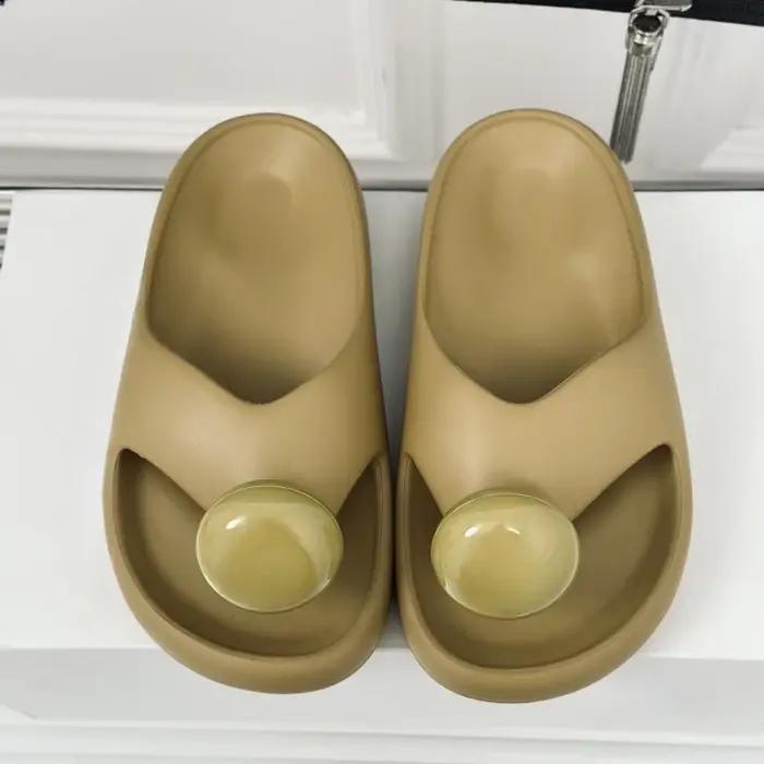 Tongs en cuir à bout rond pour femmes, pantoufles de qualité supérieure, sandales concises solides,