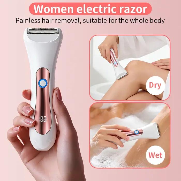 Rasoir électrique étanche pour femmes, rasoir électrique Portable humide et sec, avec tête à trois l